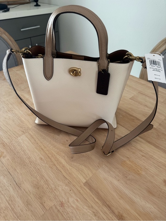 Coach Handbags - Coach Pebbled Leather Willow Tote 24 in Chalk/Taupe